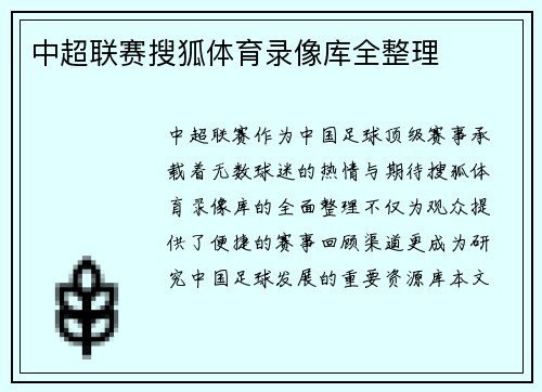 中超联赛搜狐体育录像库全整理